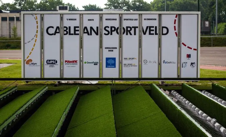 A sports pitch that can convert into a solar farm when not in use