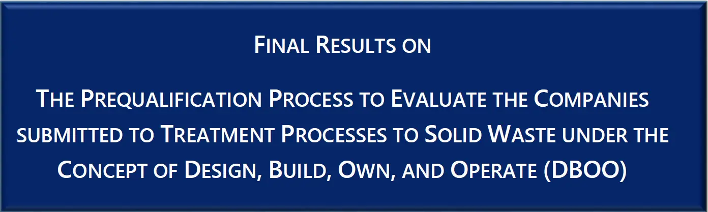 Prequalification results saying that WTEI consortium is prequalified in Egypt.