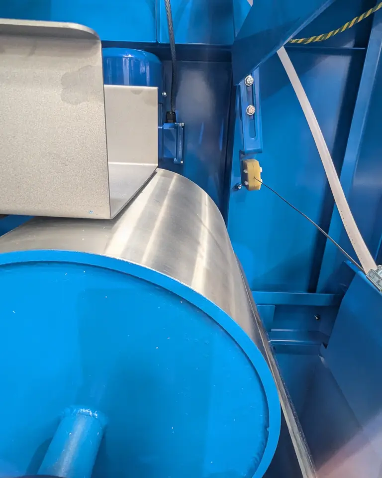 Interior of a laboratory electrostatic separator for recycling research