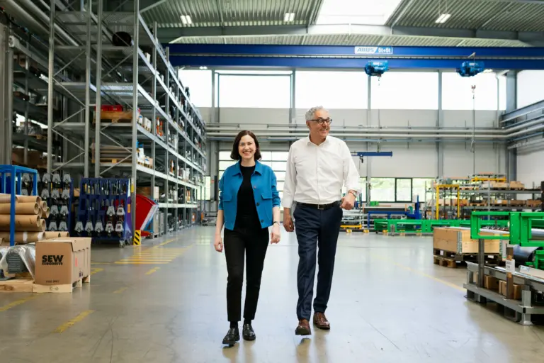 Willi Stadler and Julia Stadler in the company production hall
