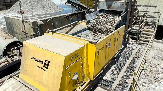 Eddy current separator recovering non-ferrous metals from construction waste